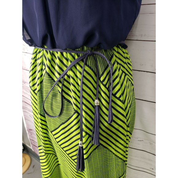 City Triangles Women's Lime Green Blue Sleeveless Size Medium Jrs Maxi Dress‎ - Picture 6 of 9